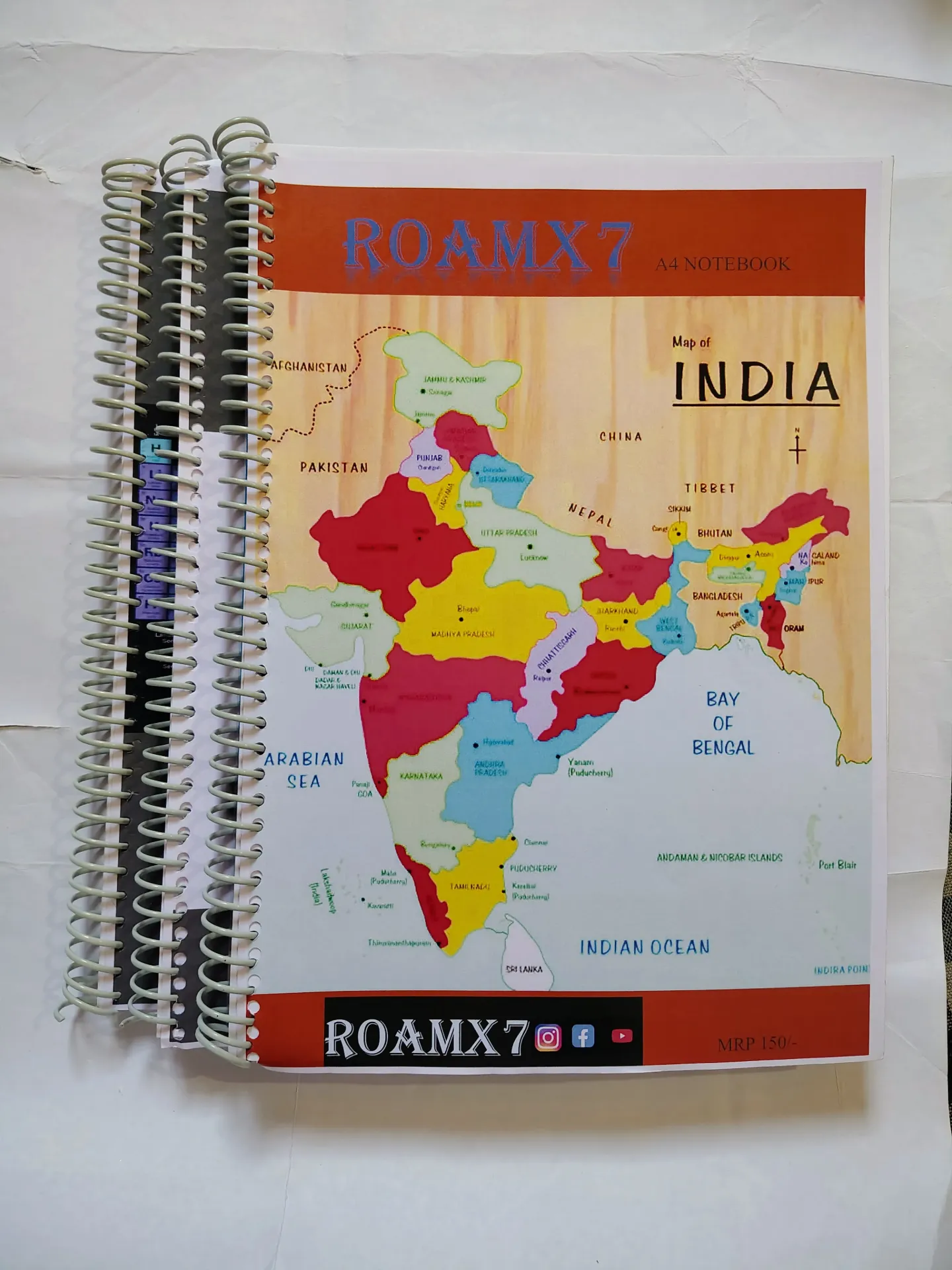 Roamx7 A4 size Plain/Unruled spiral notebook || set of 3 || 600 pages || 3×200 pages each notebook || Best for Student and Artist