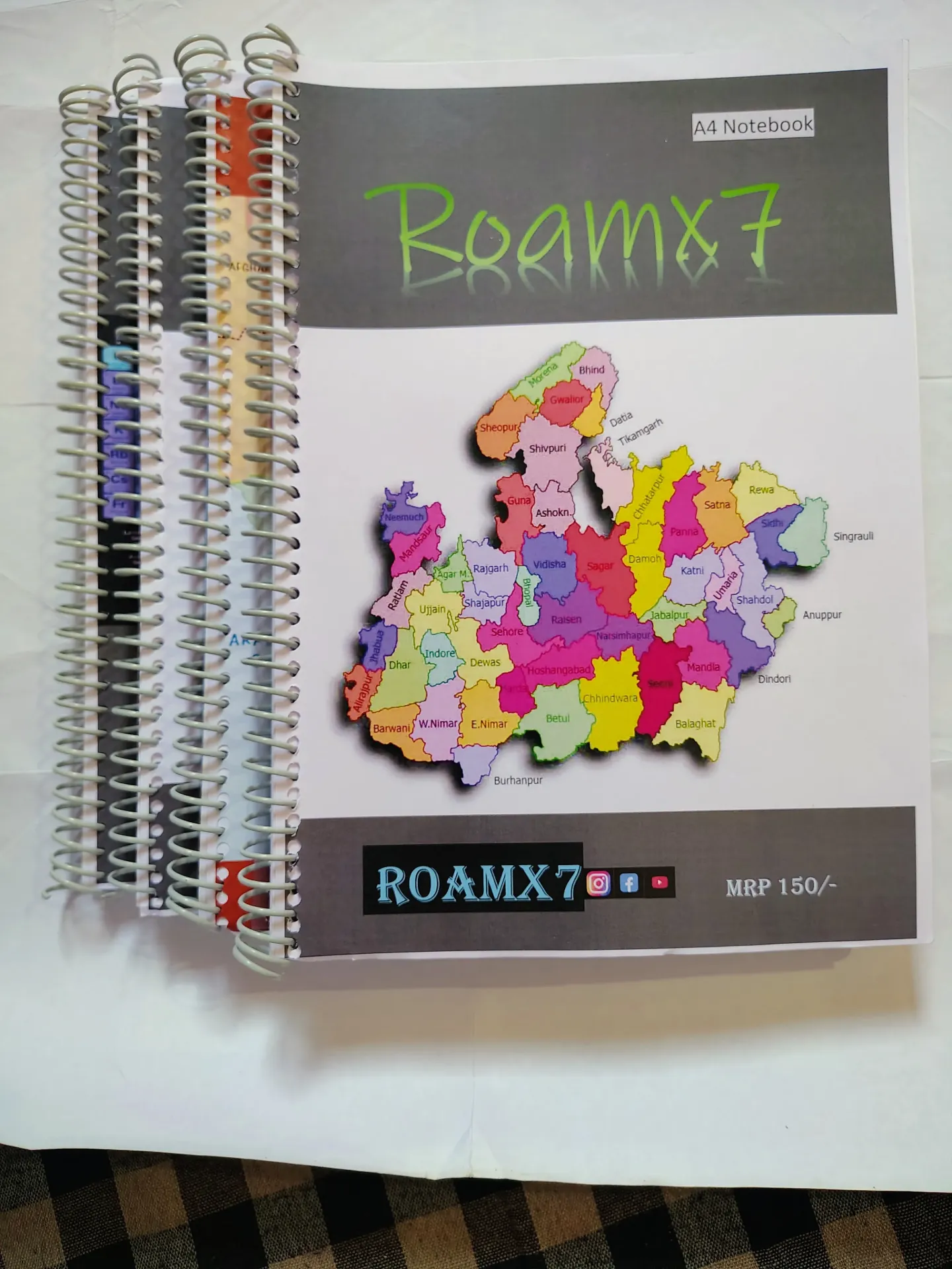 Roamx7 A4 size Plain/Unruled spiral notebook || set of 4 || 800 pages || 4×200 pages each notebook || Best for Student and Artist