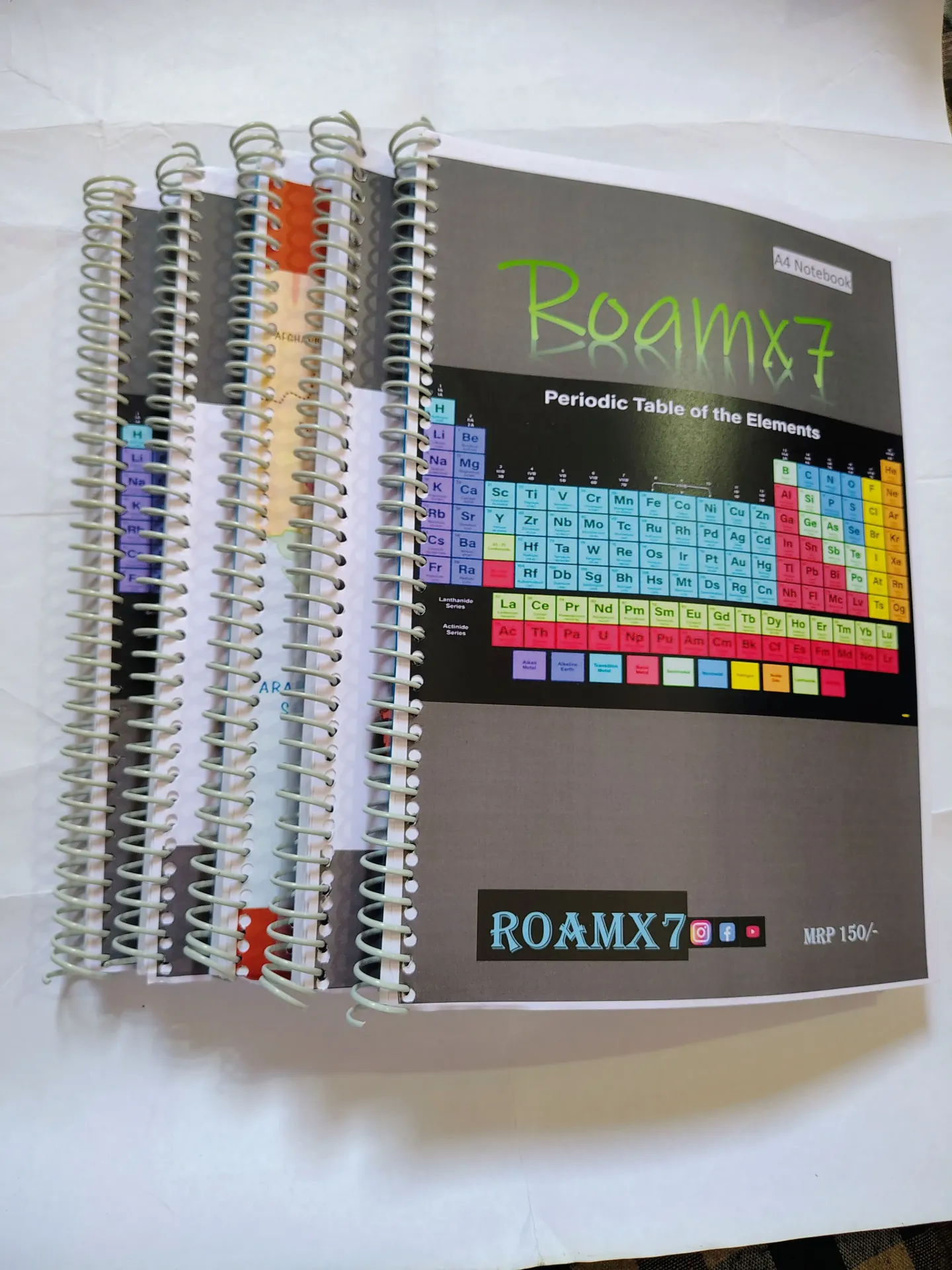 Roamx7 A4 size Plain/Unruled spiral notebook || set of 5 || 1000 pages || 5×200 pages each notebook || Best for Student and Artist